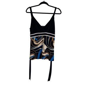 Perception Concepts Babydoll Top L Black Y2K 80s Retro Indie Hippie Casual Flowy